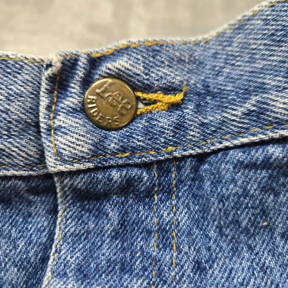 Lee Riders Vintage High Waisted Mom‎ Jeans Medium Wash Blue Tapered Leg 39x26.5